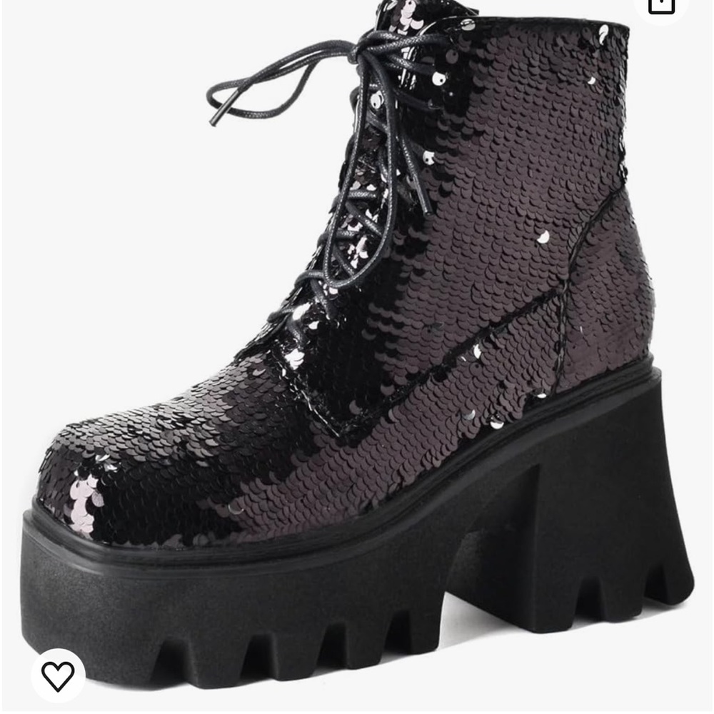 Black shimmer boots.. size 10 runs wide